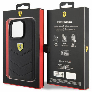 Оригинален твърд гръб FERRARI Quilted Metal Logo - iPhone 15 Pro черен - Img 8