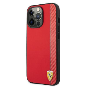Оригинален твърд гръб FERRARI Track Carbon Stripe FESAXHCP13XRE - iPhone 13 Pro Max червен - Img 2