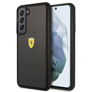 Оригинален твърд гръб FERRARI Track Real Carbon FEHCS22MFCAK - Samsung Galaxy S22+ черен - Img 1