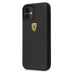 Оригинален твърд гръб FERRARI Track Real Carbon FERCAHCP12SBK - iPhone 12 mini черен - Img 2