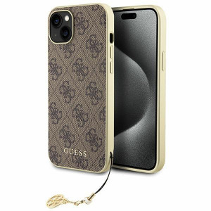 Оригинален твърд гръб GUESS 4G Charms GUHCP15MGF4GBR - iPhone 15 Plus кафяв - Img 1