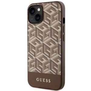Оригинален твърд гръб GUESS GCube Stripes MagSafe GUHMP14MHGCFSEW - iPhone 14 Plus кафяв - Img 2