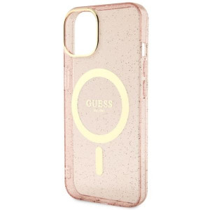 Оригинален твърд гръб GUESS Glitter Gold MagSafe GUHMP14MHCMCGP - iPhone 14 Plus розов - Img 6