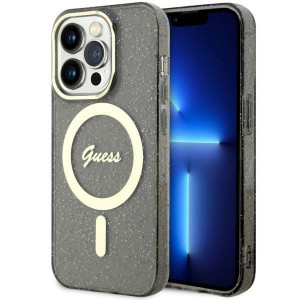Оригинален твърд гръб GUESS Glitter Gold MagSafe GUHMP14XHCMCGK - iPhone 14 Pro Max черен - Img 1