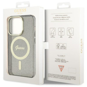 Оригинален твърд гръб GUESS Glitter Gold MagSafe GUHMP14XHCMCGK - iPhone 14 Pro Max черен - Img 8