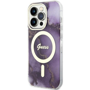 Оригинален твърд гръб GUESS Golden Marble MagSafe GUHMP14LHTMRSU - iPhone 14 Pro лилав - Img 2