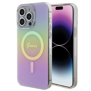Оригинален твърд гръб GUESS IML Iridescent MagSafe - iPhone 15 Pro розов - Img 1