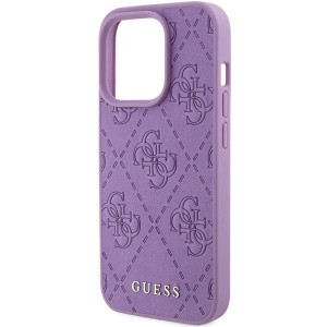 Оригинален твърд гръб GUESS Leather 4G Stamped - iPhone 15 Pro лилав - Img 6