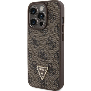 Оригинален твърд гръб GUESS Leather 4G Triangle Strass GUHCP15LP4TDPW - iPhone 15 Pro кафяв - Img 2