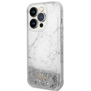 Оригинален твърд гръб GUESS Liquid Glitter Marble GUHCP14LLCSGSGH - iPhone 14 Pro бял - Img 2
