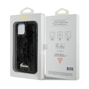 Оригинален твърд гръб GUESS Sequin Script Metal - iPhone 12 / 12 pro черен - Img 8