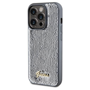 Оригинален твърд гръб GUESS Sequin Script Metal - iPhone 14 Pro сребрист - Img 2