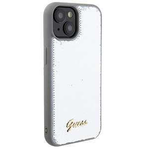 Оригинален твърд гръб GUESS Sequin Script Metal - iPhone 15 сребрист - Img 4