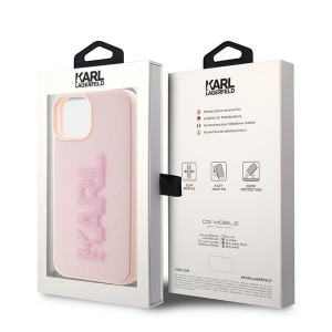 Оригинален твърд гръб KARL LAGERFELD 3D Rubber Glitter Logo - iPhone 15 розов - Img 8