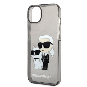 Оригинален твърд гръб KARL LAGERFELD Gliter Karl & Choupette KLHCP14SHNKCTGK - iPhone 14 черен - Img 6