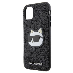 Оригинален твърд гръб KARL LAGERFELD Glitter Choupette Patch KLHCN61G2CPK - iPhone 11 черен - Img 6