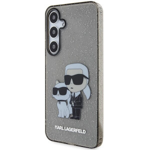 Оригинален твърд гръб KARL LAGERFELD Glitter Karl & Choupette KLHCS24MHNKCTGK - Samsung Galaxy S24+ S926 черен - Img 2