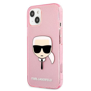Оригинален твърд гръб KARL LAGERFELD Glitter Karl's Head KLHCP13SKHTUGLP - iPhone 13 mini розов - Img 2