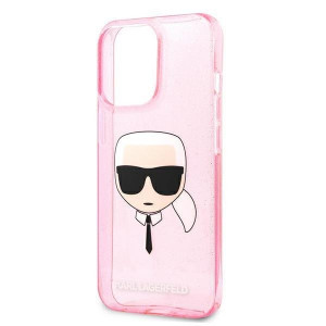 Оригинален твърд гръб KARL LAGERFELD Glitter Karl's Head KLHCP13XKHTUGLP - iPhone 13 Pro Max розов - Img 6