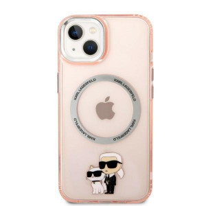 Оригинален твърд гръб KARL LAGERFELD Ikonik Karl & Choupette MagSafe KLHMP14MHNKCIP - iPhone 14 Plus розов - Img 3