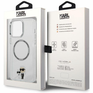 Оригинален твърд гръб KARL LAGERFELD Ikonik Karl & Choupette MagSafe KKLHMP13XHNKCIT - iPhone 13 Pro Max прозрачен - Img 8