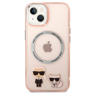 Оригинален твърд гръб KARL LAGERFELD Karl & Choupette Aluminum MagSafe KLHMP14MHKCP - iPhone 14 Plus розов - Img 3