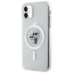 Оригинален твърд гръб KARL LAGERFELD Karl & Choupette Glitter MagSafe KLHMN61HGKCNOT - iPhone 11 прозрачен - Img 2