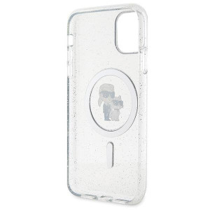 Оригинален твърд гръб KARL LAGERFELD Karl & Choupette Glitter MagSafe KLHMN61HGKCNOT - iPhone 11 прозрачен - Img 7