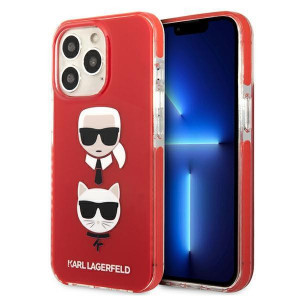 Оригинален твърд гръб KARL LAGERFELD Karl & Choupette Head KLHCP13LTPE2TR - iPhone 13 Pro червен - Img 1