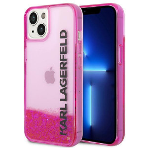 Оригинален твърд гръб KARL LAGERFELD Liquid Glitter Elong KLHCP14MLCKVF - iPhone 14 Plus розов - Img 1