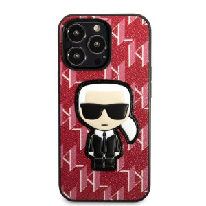 Оригинален твърд гръб KARL LAGERFELD Monogram Ikonik Patch KLHCP13LPMNIKPI - iPhone 13 Pro червен - Img 3