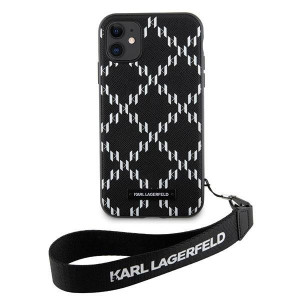 Оригинален твърд гръб KARL LAGERFELD Monogram Losange Saffiano KLHCN61SAKLMBSK - iPhone 11 черен - Img 3