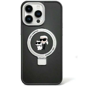 Оригинален твърд гръб KARL LAGERFELD Ring Stand Karl & Choupette MagSafe KLHMP15SHMRSKCK - iPhone 15 черен