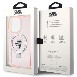 Оригинален твърд гръб KARL LAGERFELD Ring Stand Karl & Choupette MagSafe KLHMP15LHMRSKCP - iPhone 15 Pro розов - Img 8