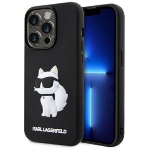 Оригинален твърд гръб KARL LAGERFELD Rubber Choupette 3D KLHCP14X3DRKHNK - iPhone 14 Pro Max черен - Img 1