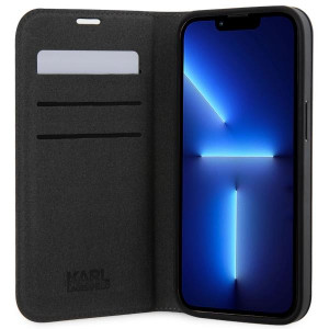 Оригинален твърд гръб KARL LAGERFELD Saffiano Karl & Choupette KLBKP14SSANKCPG - iPhone 14 сребрист - Img 4