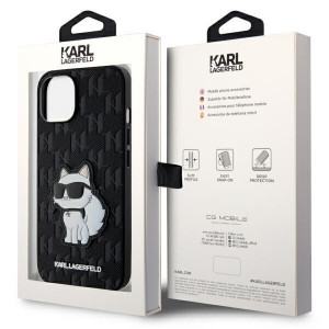 Оригинален твърд гръб KARL LAGERFELD Saffiano Monogram Choupette KLHCP14MSAKHPCK - iPhone 14 Plus черен - Img 8