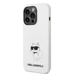 Оригинален твърд гръб KARL LAGERFELD Silicone Choupette MagSafe KLHMP14XSNCHBCH - iPhone 14 Pro Max бял - Img 2