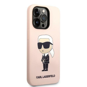 Оригинален твърд гръб KARL LAGERFELD Silicone Ikonik KLHCP14LSNIKBCP - iPhone 14 Pro розов - Img 4