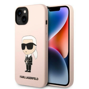 Оригинален твърд гръб KARL LAGERFELD Silicone Ikonik KLHCP14MSNIKBCP - iPhone 14 Plus розов - Img 1