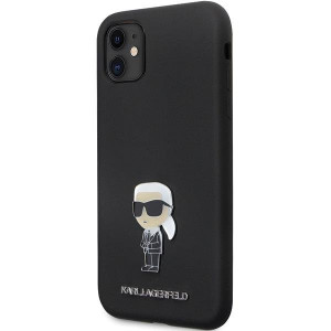 Оригинален твърд гръб KARL LAGERFELD Silicone Ikonik Metal Pin KLHCN61SMHKNPK case - iPhone 11 черен - Img 2
