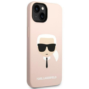 Оригинален твърд гръб KARL LAGERFELD Silicone Karl's Head KLHMP14MSLKHLP MagSafe - iPhone 14 Plus светлорозов - Img 4