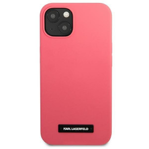 Оригинален твърд гръб KARL LAGERFELD Silicone Plaque KLHCP13SSLMP1PI - iPhone 13 mini циклама - Img 3