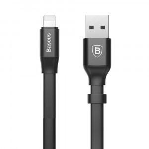 Плосък кабел за зареждане и данни със закопчалка BASEUS Nimble USB Type A към Lightning 2A 0.23m черен (CALMBJ-B01) - Img 2