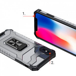 Подсилен гръб със стойка Crystal Ring - iPhone XS Max червен - Img 6