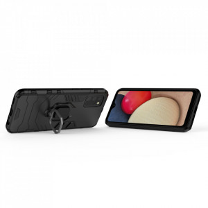 Подсилен гръб с магнитна стойка Ring Armor - Samsung Galaxy A03s черен - Img 6