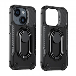Подсилен гръб JOYROOM Dual Hinge с ринг стойка - iPhone 14 Plus черен - Img 4