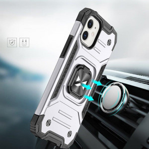 Подсилен гръб WOZINSKY Ring Armor със стойка - iPhone 14 сребрист - Img 6