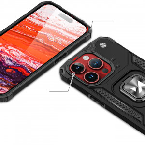 Подсилен гръб WOZINSKY Ring Armor със стойка - iPhone 15 Pro Max сребрист - Img 2