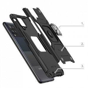 Подсилен гръб WOZINSKY Ring Armor със стойка - Samsung Galaxy A42 5G черен - Img 3